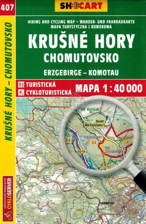 Krusne Hory, Chomutovsko / Rudawy - Erzgebirge. Mapa turystyczna 407 wydawnictwa Shocart. Okładka