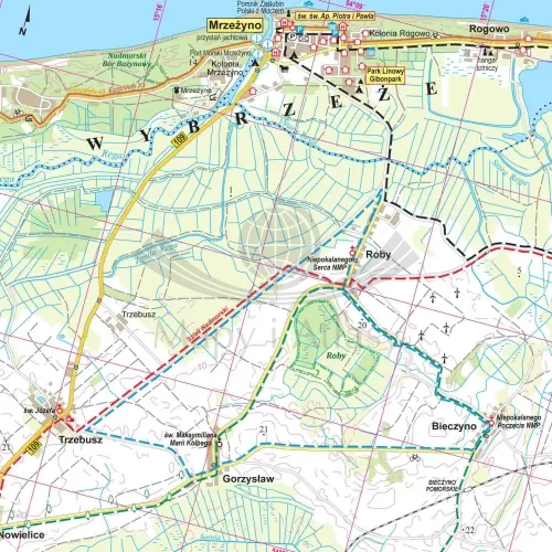 Wybrzeże Bałtyku II. Mrzeżyno - Kołobrzeg - Jarosławiec. Mapa turystyczna wydawnictwa ArtGlob. Fragment 1