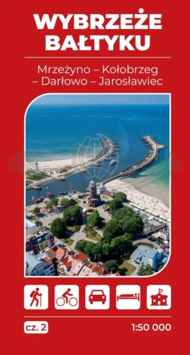 Wybrzeże Bałtyku II. Mrzeżyno - Kołobrzeg - Jarosławiec. Mapa turystyczna wydawnictwa ArtGlob. Okładka