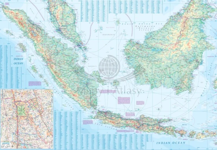 Indonezja / Dżakarta (Jakarta). Wodoodporna mapa samochodowo-turystyczna wydawnictwa ITMB. Fragment 2
