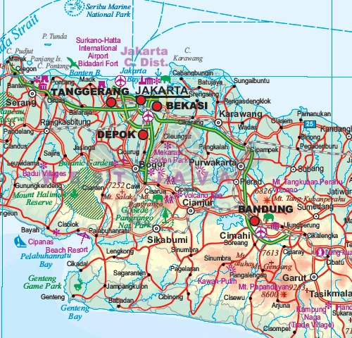 Indonezja / Dżakarta (Jakarta). Wodoodporna mapa samochodowo-turystyczna wydawnictwa ITMB. Fragment 1