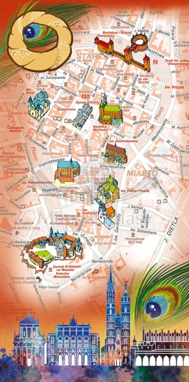 Kraków. Chusta wielofunkcyjna. Komin z nadrukiem