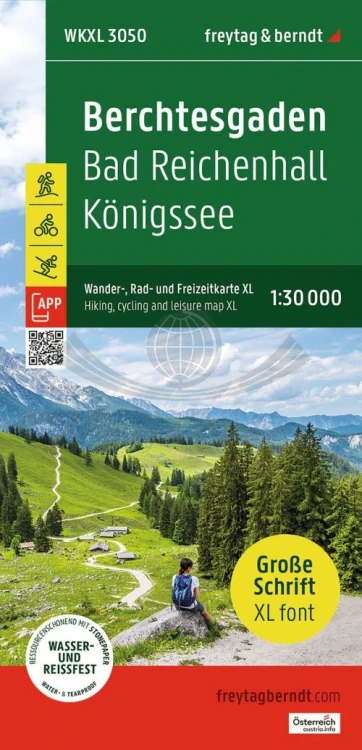 Berchtesgaden, Bad Reichenhall, Konigssee / Jezioro Królewskie, Bawaria. Mapa turystyczna WKXL 3050 wydawnictwa Freytag & Berndt. Okładka