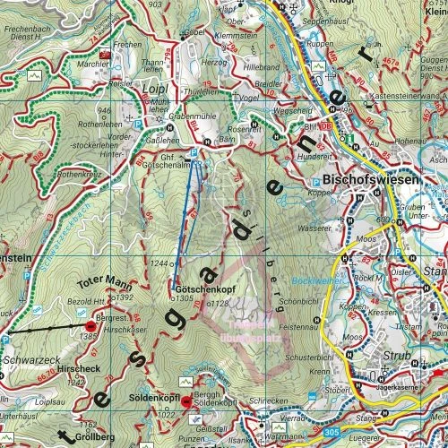 Berchtesgaden, Bad Reichenhall, Konigssee / Jezioro Królewskie, Bawaria. Mapa turystyczna WKXL 3050 wydawnictwa Freytag & Berndt. Fragment