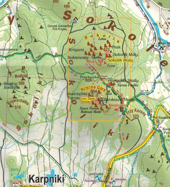 Rudawy Janowickie 1:25 000. Mapa turystyczna wydawnictwa Galileos. Fragment 3