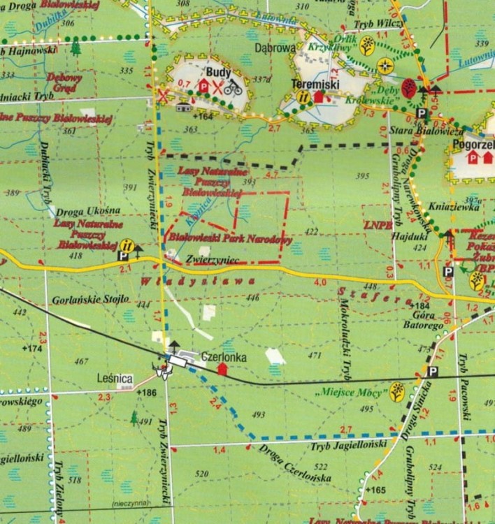 Puszcza Białowieska 1:92 000. Obiekt transgraniczny polsko-białoruski. Fragment 2