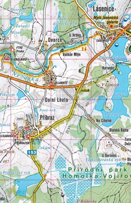 Trebonsko, Horni Luznice. Mapa turystyczna 441 wydawnictwa Shocart. Fragment 2