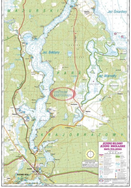 Jezioro Bełdany, Mikołajskie. Laminowana mapa żeglarska. Strona 1