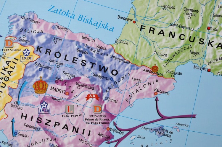 Europa w latach 1919-1939. Mapa ścienna wydawnictwa Meridian. Fragment 5