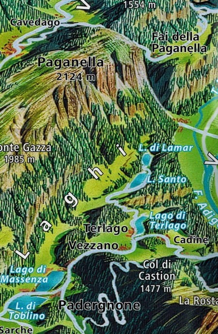 Brentagruppe, Dolomiti di Brenta. Wodoodporna mapa turystyczna 73 wydawnictwa Kompass. Fragment 3