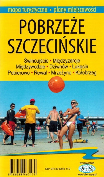 Pobrzeże Szczecińskie 1:150 000. Mapa turystyczna / Plan miast wydawnictwa BiK. Okładka