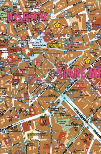Praga. Kieszonkowa, laminowana mapa turystyczna wydawnictwa Galileos. Fragment 1