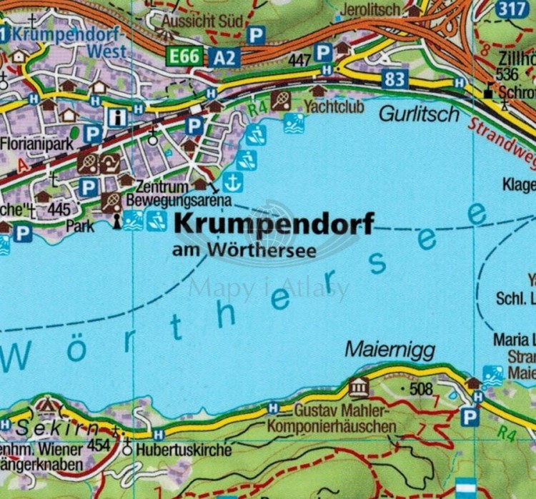 Klopeiner See, Karawanken Ost, Steiner Alpen. Laminowana mapa turystyczna wydawnictwa Kompass. Fragment 1