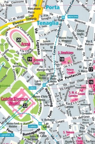 Mediolan. Laminowana mapa / Plan miasta + Miniprzewodnik wydawnictwa ExpressMap. Fragment 1