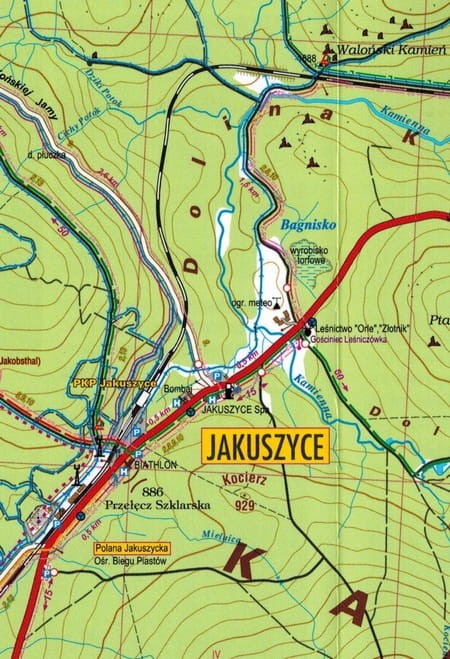 Jakuszyce, Harrachov, Szklarska Poręba. Laminowana mapa turystyczna wydawnictwa Galileos. Fragment 2