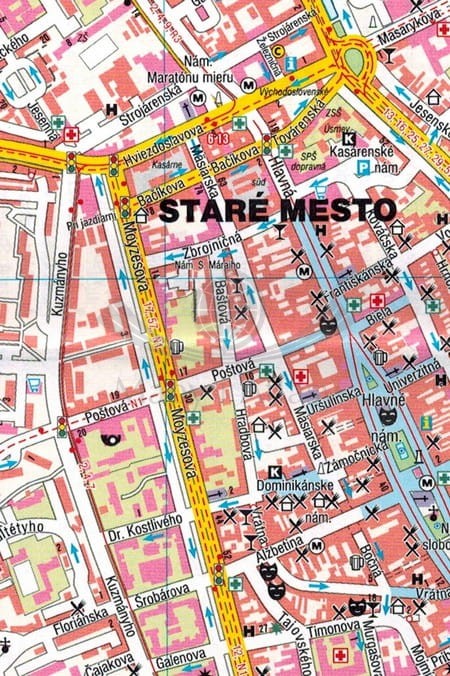 Koszyce i okolice. Plan miasta / Mapa turystyczna wydawnictwa Shocart. Fragment 1