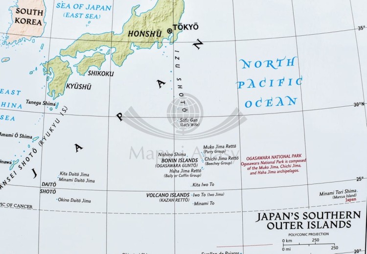 Japonia 1:3 115 000. Mapa ścienna wydawnictwa National Geographic. Fragment 5