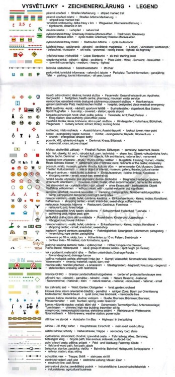 Beskydy Sever. Mapa turystyczna 97 wydawnictwa Geodezie On Line. Legenda