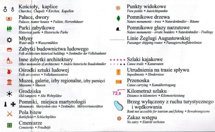 Czarna Hańcza, Jezioro Wigry, Kanał Augustowski. Szlak kajakowy. Laminowana mapa turystyczna wydawnictwa Agencja TD. Legenda 2