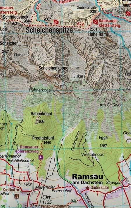 Der Dachstein, Filzmoos,Ramsau. Wodooporna mapa turystyczna 031 wydawnictwa Kompass. Fragment 1