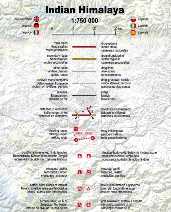 Himalaje indyjskie 1:350 000. Laminowana mapa trekkingowa wydawnictwa TerraQuest. Legenda 1