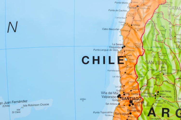 Ameryka Południowa 1:7 000 000. Mapa ścienna polityczna wydawnictwa Maps International. Fragment 4