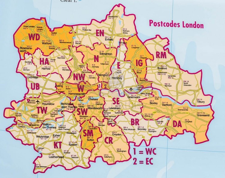Wyspy Brytyjskie / Wielka Brytania 1:1 200 000. Mapa kodowa w ramie drewnianej. Wydawnictwo: Stiefel. Fragment 5