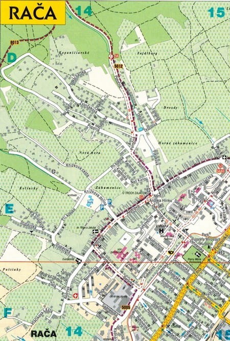 Bratysława i okolice. Plan miasta / Mapa turystyczna wydawnictwa Freytag & Berndt. Przykładowy plan miasta - fragment