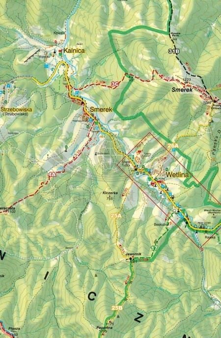 Bieszczady 3 w 1. Niezbędnik turystyczny wydawnictwa WiT. Mapa - fragment
