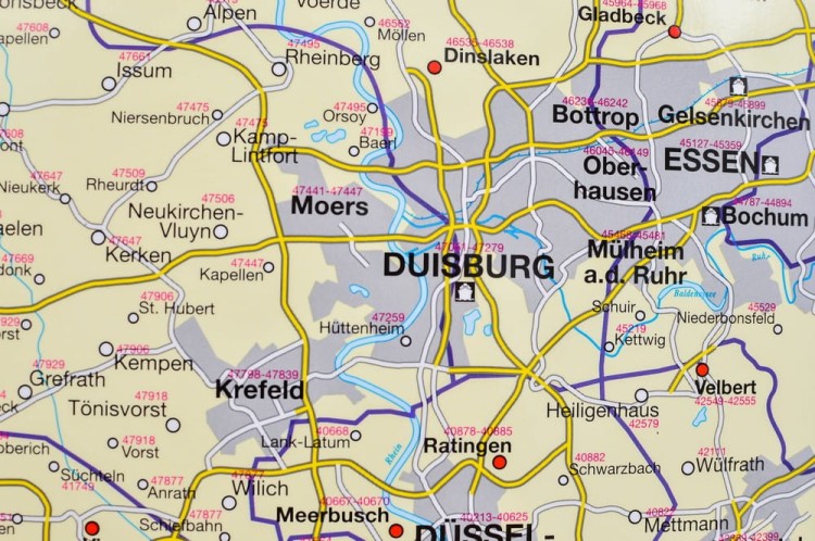 Beneluks 1:420 000. Belgia, Holandia, Luksemburg. Mapa administracyjna z kodami pocztowymi w wersji magnetycznej. Wydawnictwo: Stiefel. Fragment 3