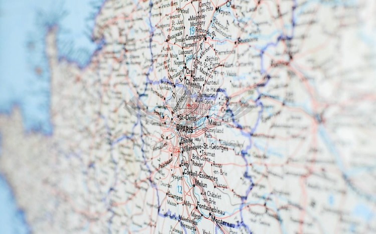 Francja, Belgia, Holandia, Anglia, Walia 1:1 953 000. Mapa polityczna w ramie drewnianej. Wydawnictwo: National Geographic. Fragment 6