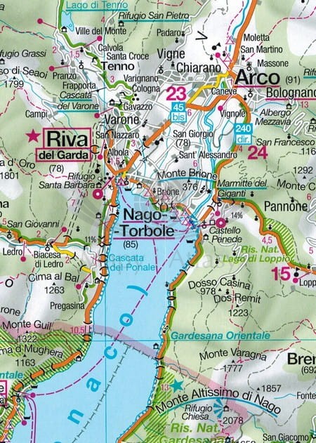 Jezioro Garda i okolice. Zestaw trzech map turystycznych wydawnictwa Kompass. Fragment 3
