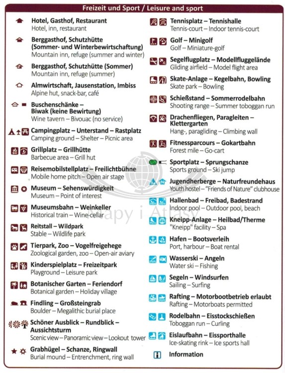 Berchtesgadener Land Chiemgauer Alpen. Mapa turystyczna wydawnictwa Kompass. Legenda 2