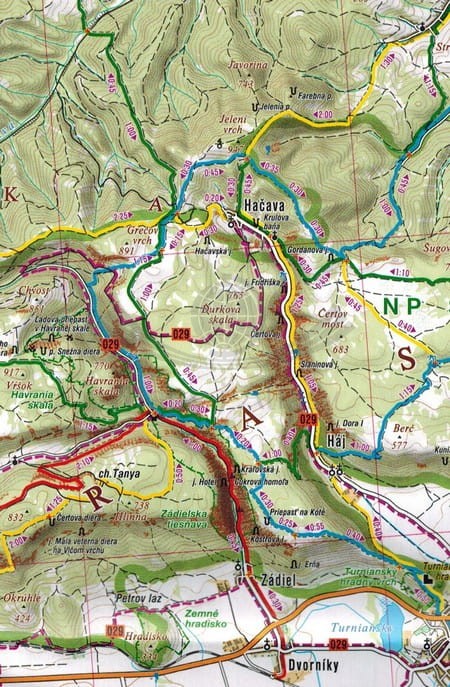 Słowacki Kras i Raj, Rudawy Słowackie - wschód / Slovenske Rudohorie - vychod. Mapa turystyczna 233 wydawnictwa Shocart. Fragment  2