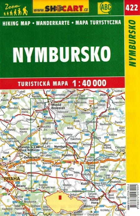 Okolice Nymburku mapa turystyczna wydawnictwa Shocart. Zasięg