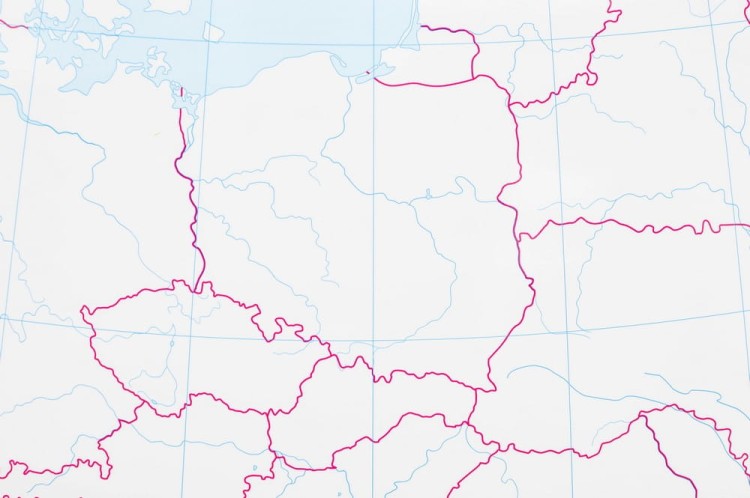 Europa 1:4 000 000. Mapa ścienna konturowa (do ćwiczeń) wydawnictwa Meridian. Fragment 2
