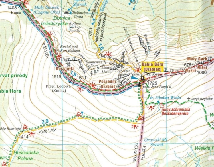 Beskid Żywiecki, część wschodnia. Mapa turystyczna wydawnictwa Galileos. Fragment 2