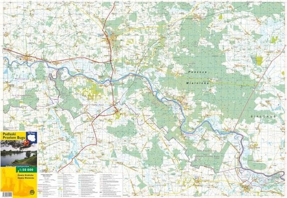 Podlaski Przełom Bugu. Mapa turystyczna wydawnictwa Agencja TD. Mapa