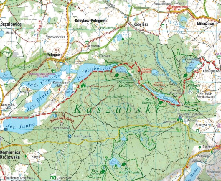 Kaszuby Środkowe 1:55 000. Mapa turystyczna wydawnictwa Compass. Fragment 2