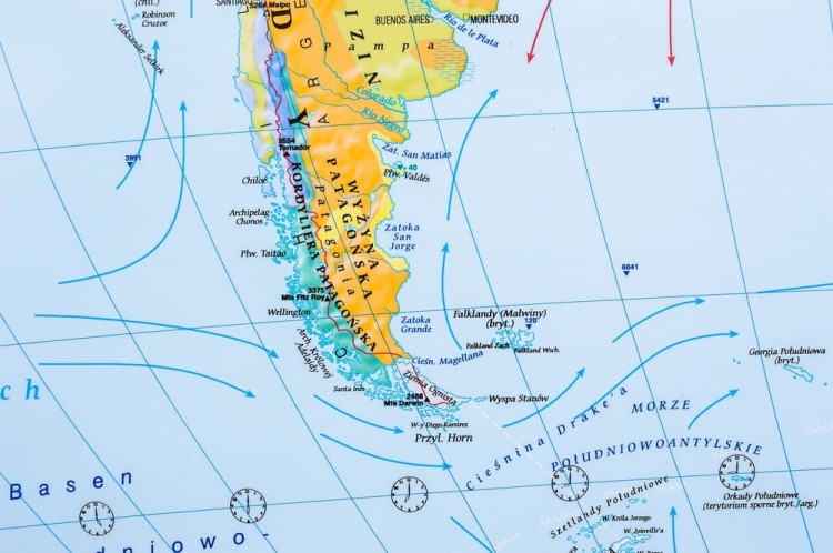 Świat 1:26 000 000. Mapa ścienna krajobrazowa wydawnictwa Meridian. Fragment 6