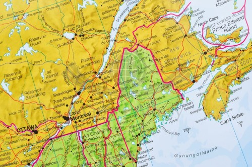 Ameryka Północna 1:7 000 000. Mapa ścienna polityczna wydawnictwa Maps International. Fragment 1