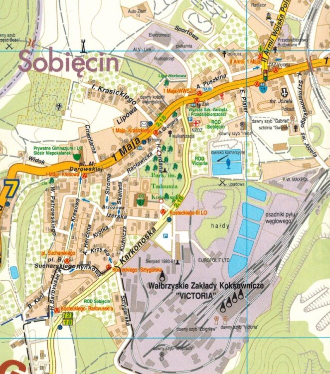 Wałbrzych / Powiat wałbrzyski. Plan miasta / Mapa turystyczna wydawnictwa Galileos. Fragment 2