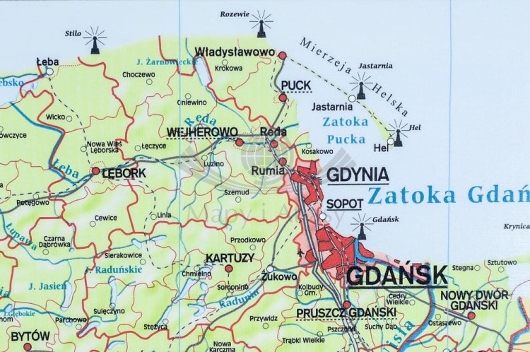 Polska 1:650 000. Mapa ścienna administracyjna wydawnictwa Meridian. Fragment 1