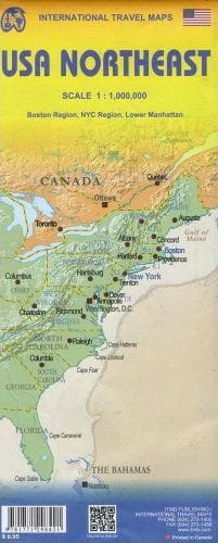 USA / Północno-wschodnie wybrzeże. Mapa samochodowo-turystyczna wydawnictwa ITMB. Okładka - tył