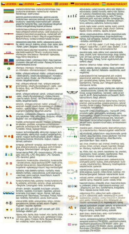 Zachodnioczeskie Uzdrowiska, Las Sławkowski, Tachovsko / Zapadoceske Lazne, Slavkovsky Les. Mapa turystyczna 205 wydawnictwa Shocart. Legenda