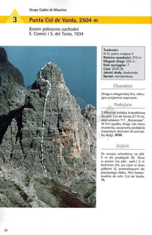 Dolomity. Cortina d'Ampezzo. Przewodnik wspinaczkowy. Przykładowa strona 1