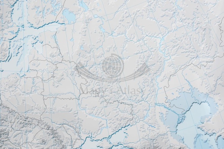 Europa 1:4 000 000. Mapa ścienna konturowa, hipsometryczna (ćwiczeniowa) wydawnictwa Meridian. Fragment 7