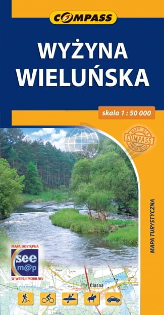 Wyżyna Wieluńska 1:50 000. Częstochowa, Blachownia, Kłobuck, Działoszyn, Krzepice, Dolina Warty i Liswarty. Mapa turystyczna. Compass