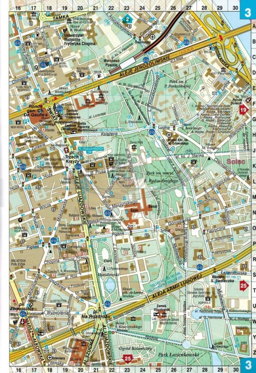 Warszawa 1:13 000. Atlas samochodowy miasta XXL wydawnictwa Demart. Przykładowa strona 1