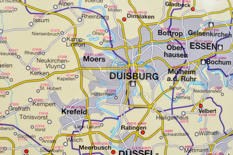 Beneluks 1:420 000. Belgia, Holandia, Luksemburg. Mapa administracyjna z kodami pocztowymi w ramie drewnianej. Wydawnictwo: Stiefel. Fragment 3